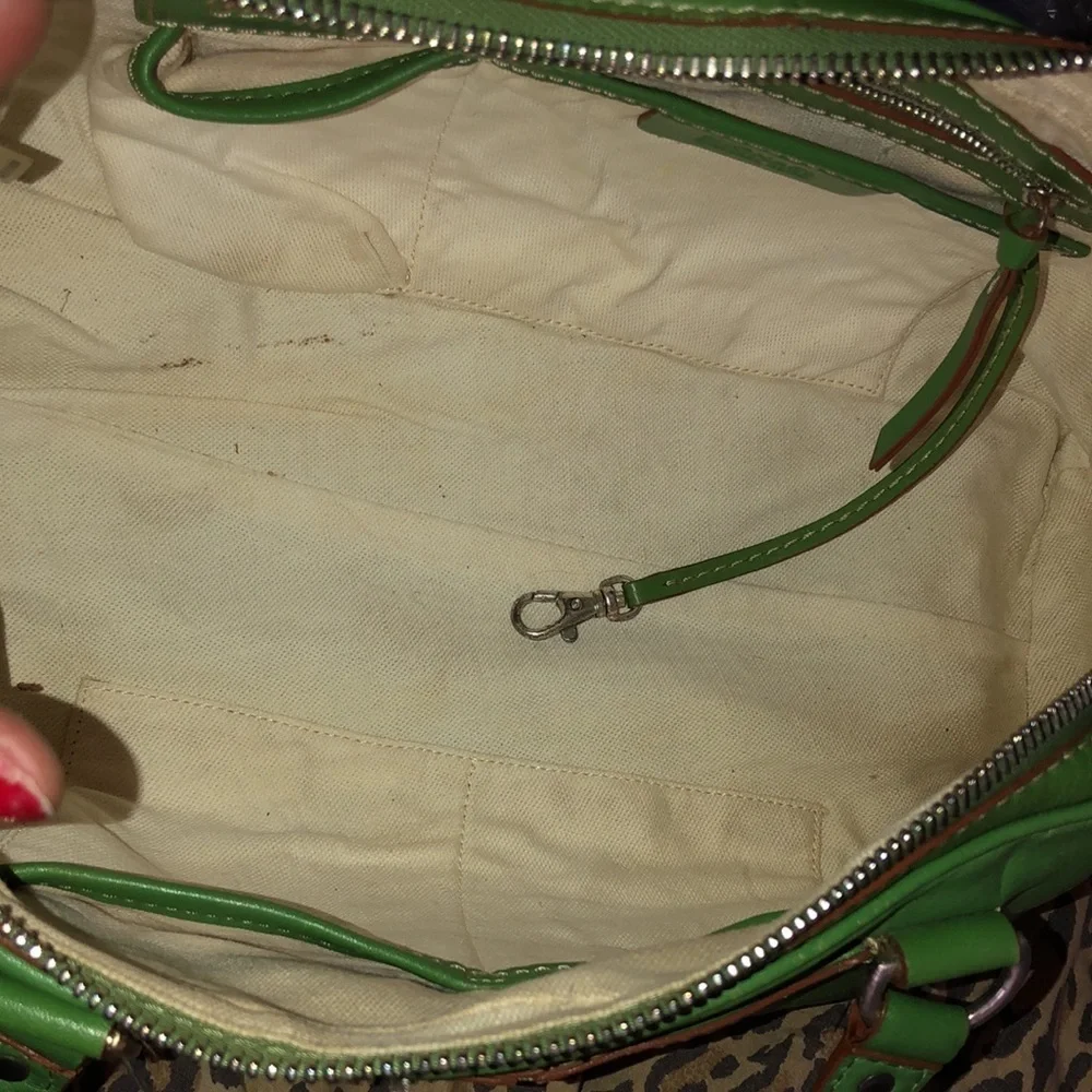 Micheal Kors Astor chartreuse green studded  Leather bag rare ,very clean